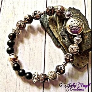 Boho Lotus Flower Mixed Gemstone Purity Bracelet